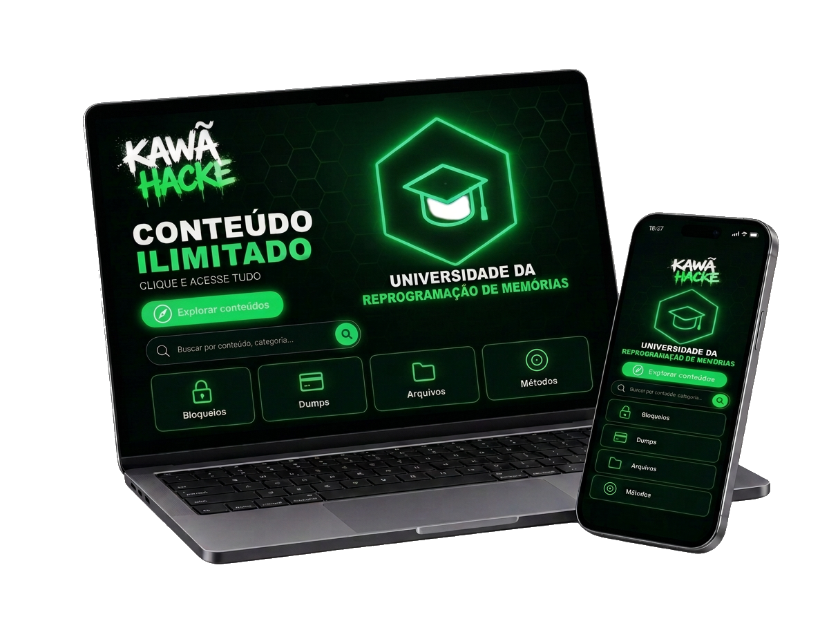 Prévia do curso no notebook e celular: catálogo com Bloqueios, Dumps, Arquivos e Métodos